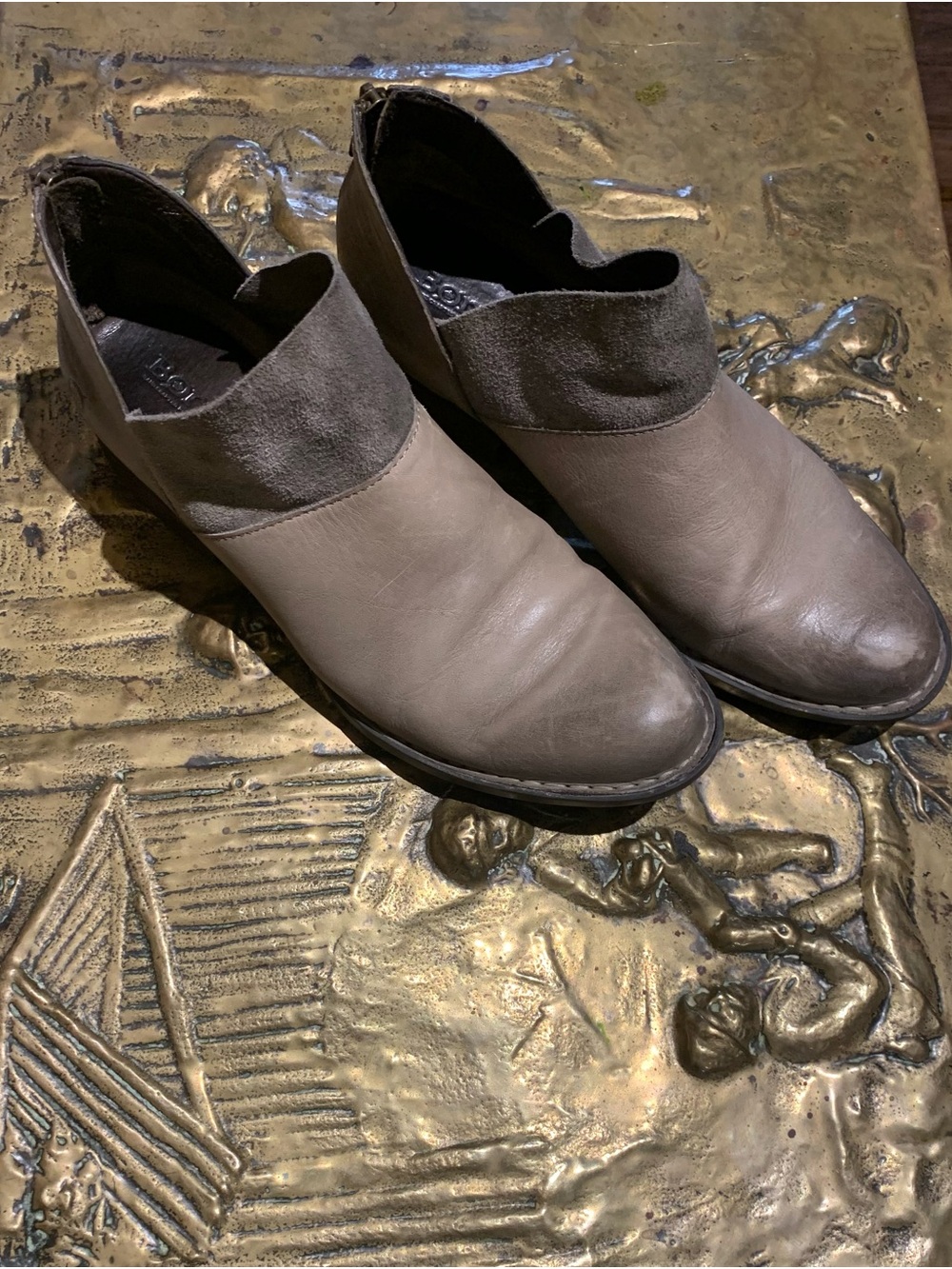 Women’s Casual Slip-On Leather Ankle Shoes - Taupe